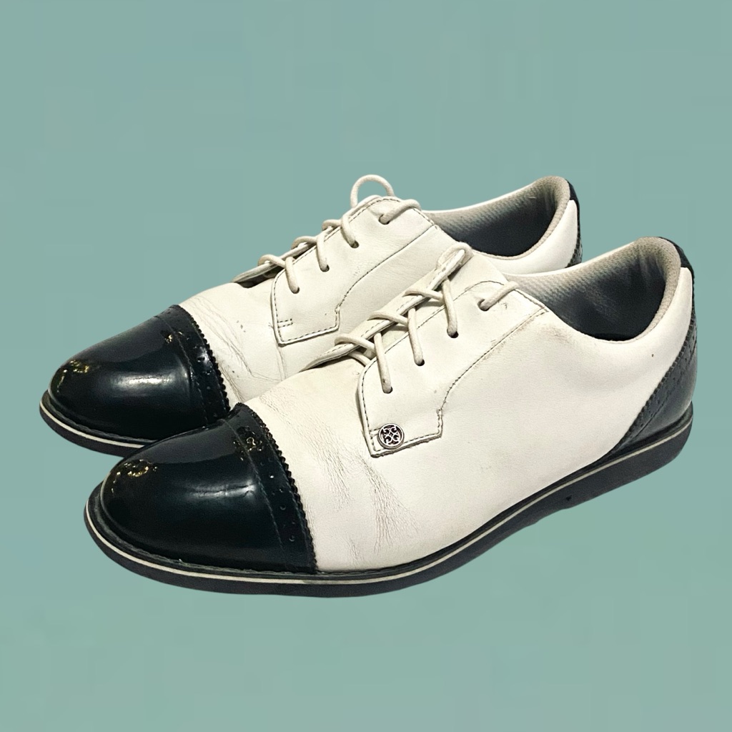 G/Fore Leather Cap Toe Gallivanter Women’s Golf Shoes Sz 9 Snow/Twilight